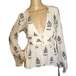 STONE COLD FOX Floral Lined 100% Silk 3 Button Blouse Top Size 1 US Small    T48